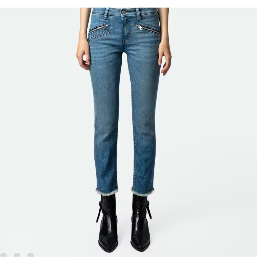 Zadig&Voltaire Ava slim fit cropped jeans with raw hem.